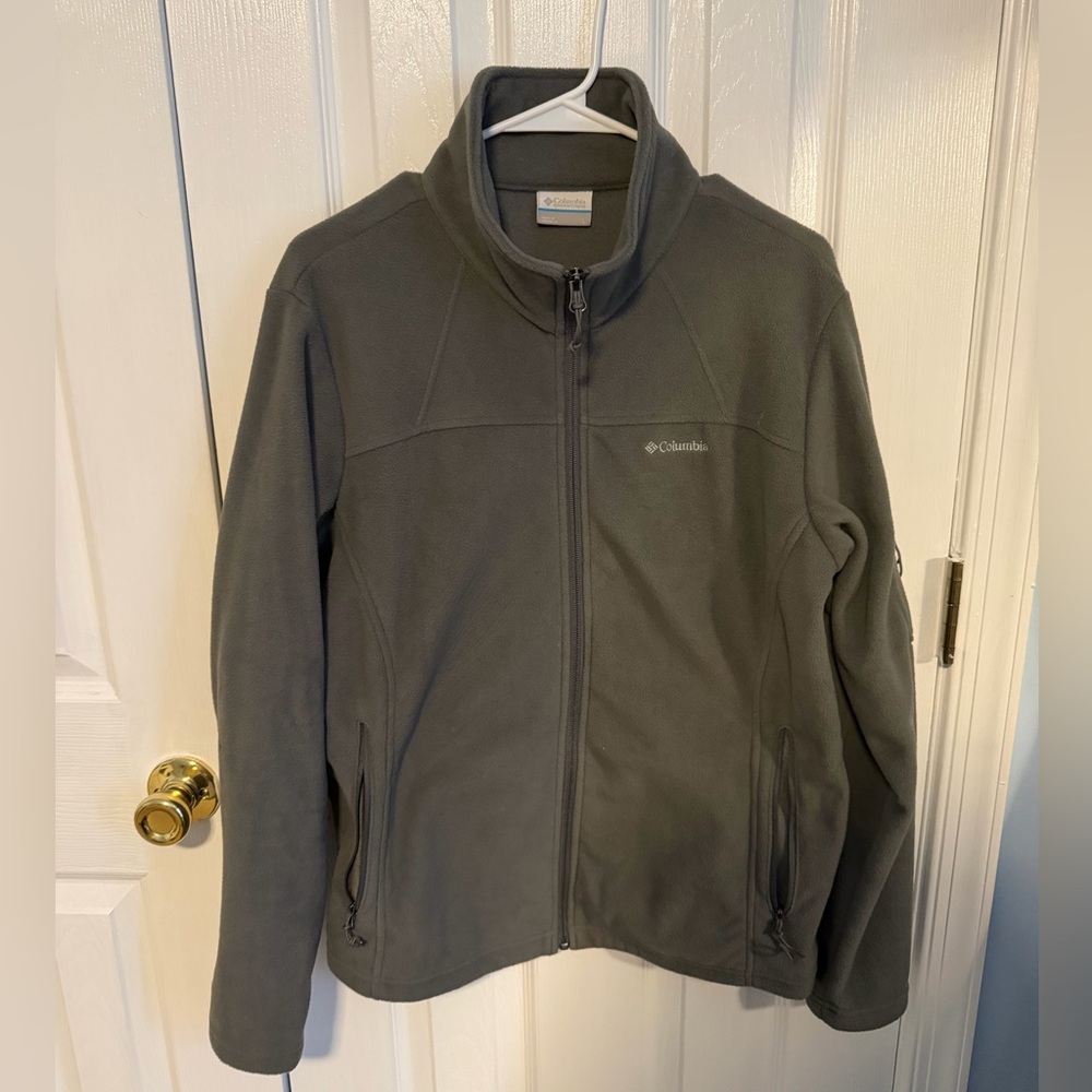 Columbia Men's‎ Large Grey Polyester Long Sleeve Full Zip Jacket